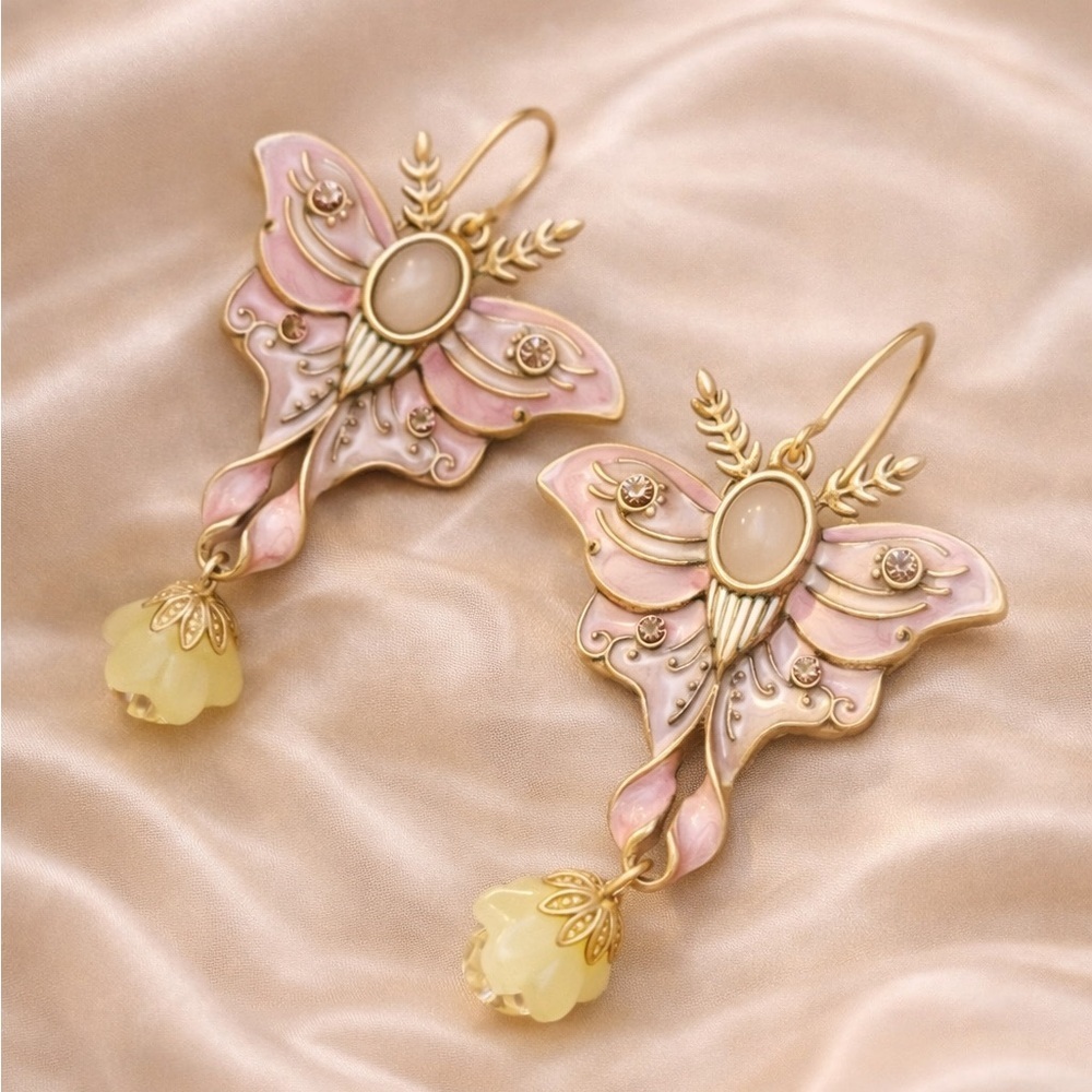 Vintage Butterfly Blush Earrings
